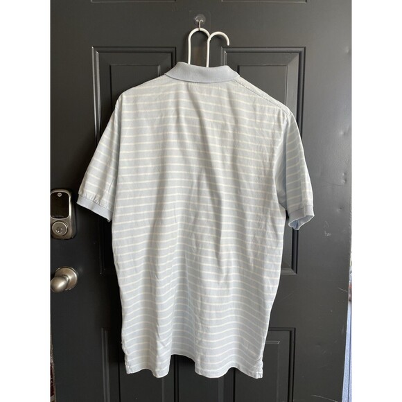 VTG Polo By Ralph Lauren Men’s Polo Short Sleeves Shirt Strip Light Blue Size L - Picture 2 of 6